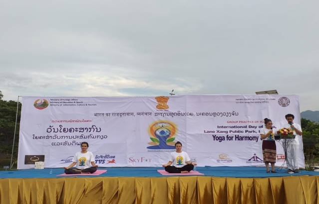5th International Day of Yoga 2019 celebrations by Embassy of India, Vientiane at Lane Xang Public Park, Luang Prabang on 25 June 2019
