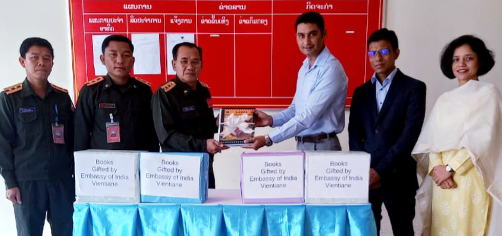 Embassy handed over 100 books to Kaysone Phomvihane Academy of National Defence, Laos as a gift from India
