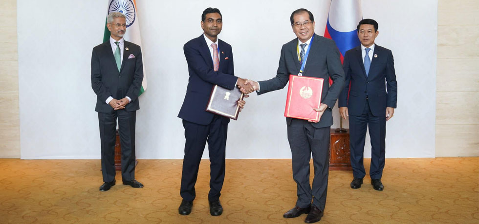 Honourable EAM Dr. S. Jaishankar witnessed exchange of MoUs on 10 Quick Impact Projects for Laos under Mekong Ganga Cooperation and cooperation in sharing successful Digital Solutions